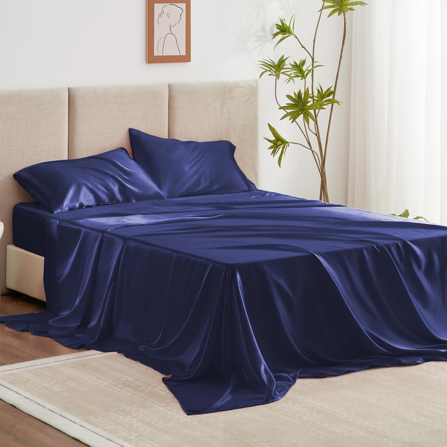 Luxury Satin Navy Sheet Set