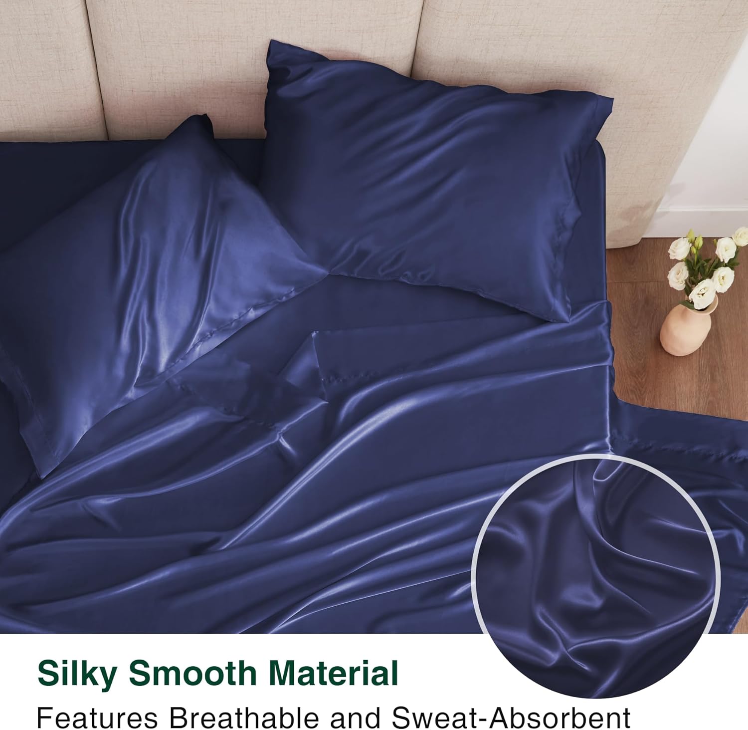Luxury Satin Navy Sheet Set