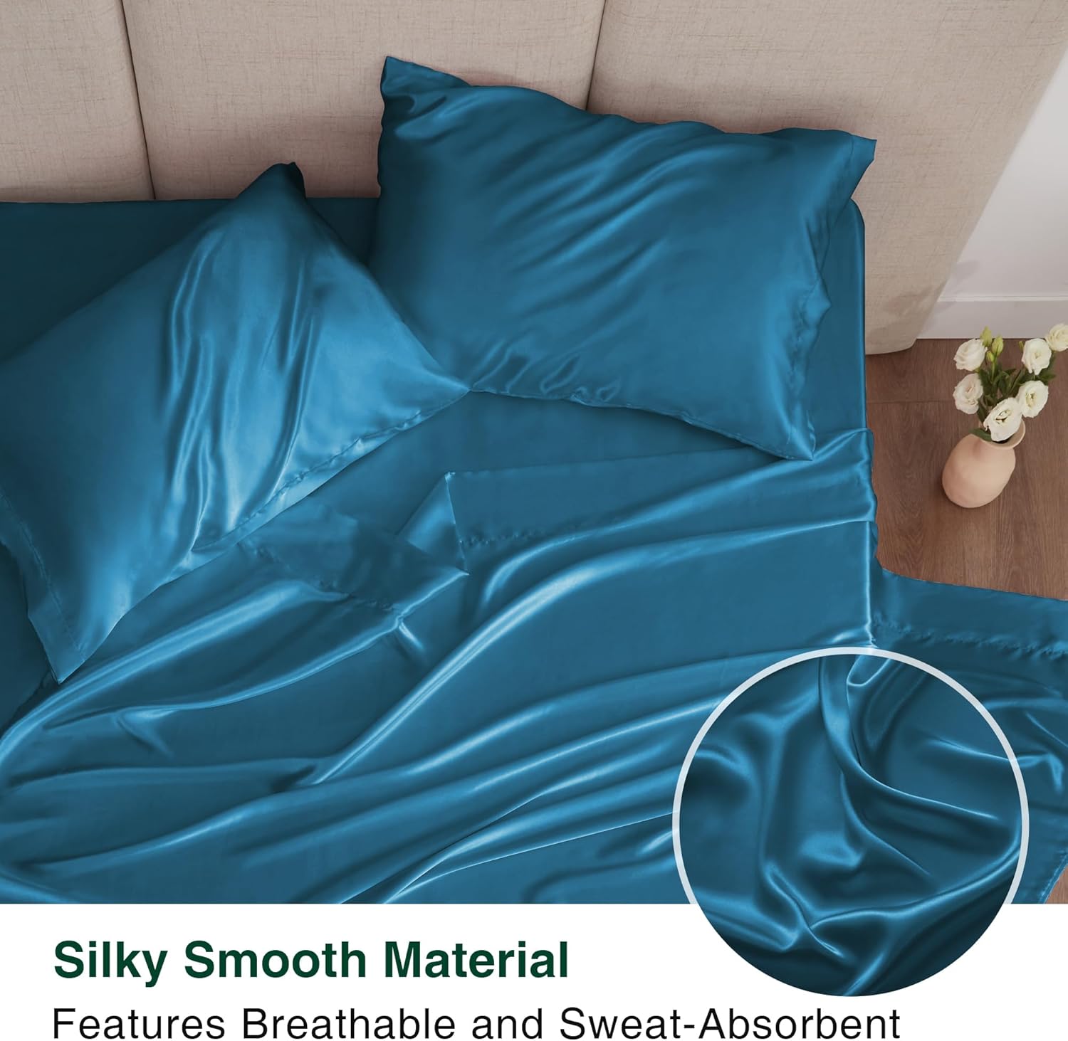 Teal Luxury Satin Sheet Set