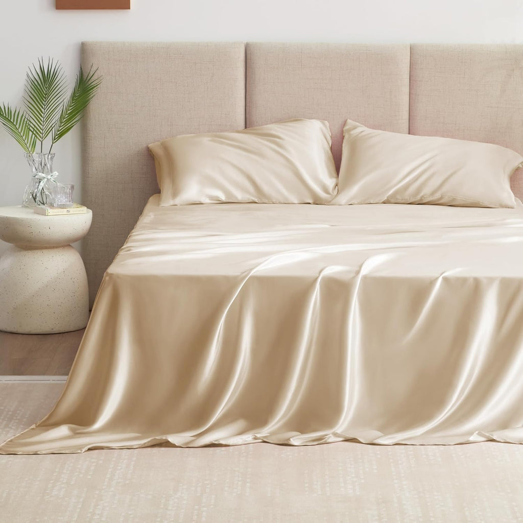 Beige Luxury Satin Sheet Set