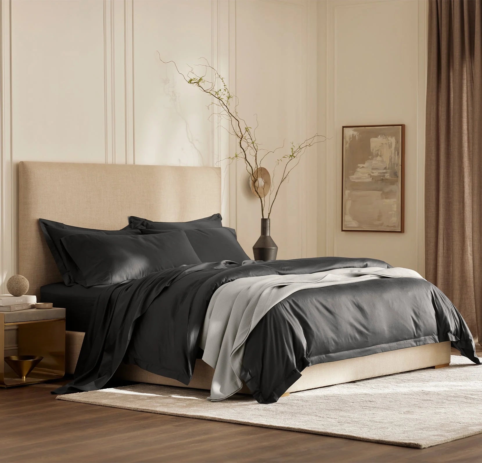 Cotton Percale Black Sheet Set