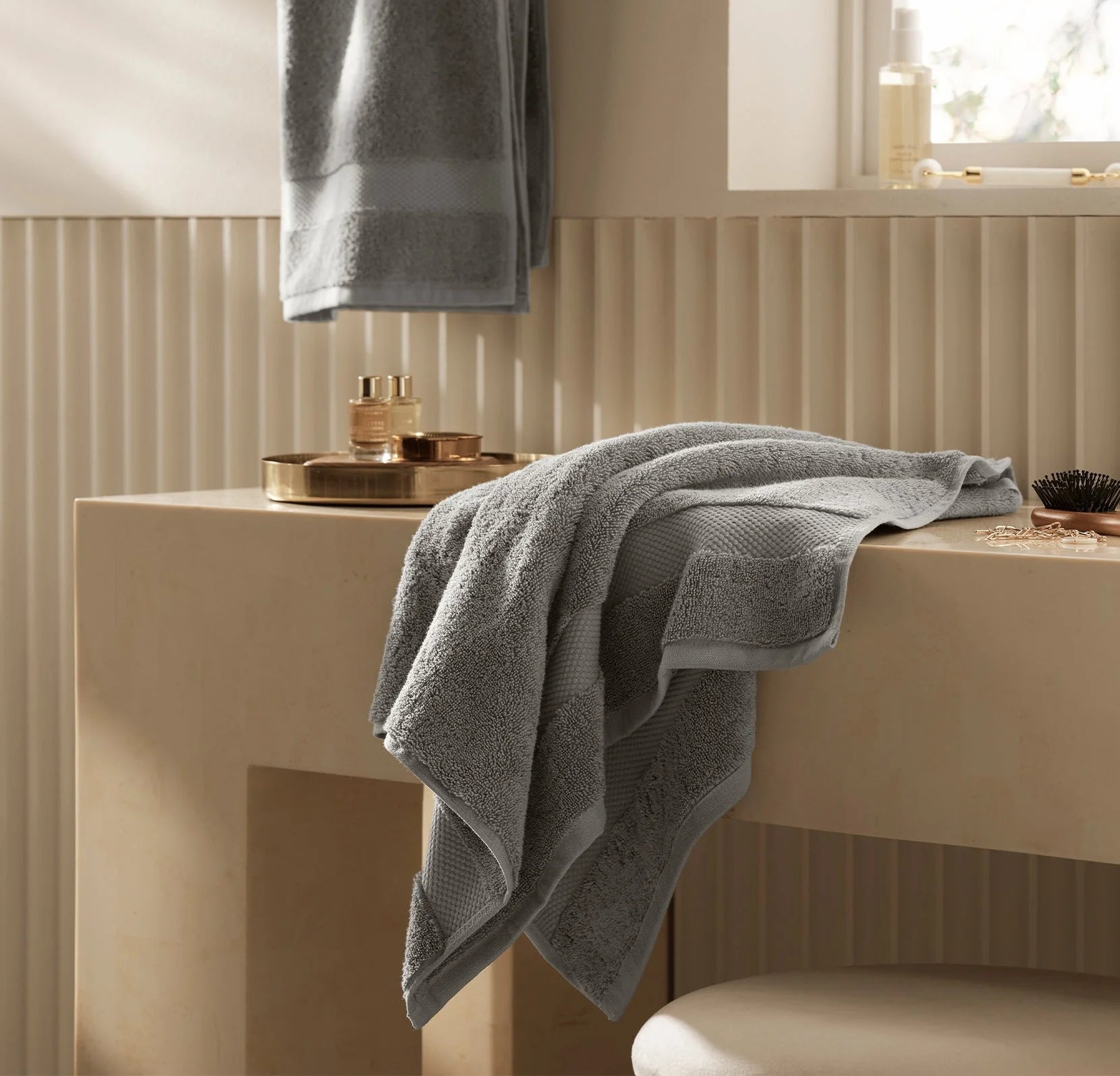 Pure Cotton Bath Towel Stone Grey
